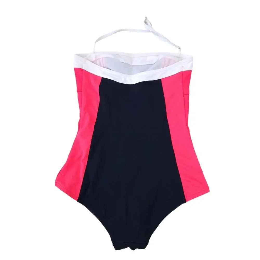 Kate Spade Colorblock One Piece Swimsuit Medium Red Black, Pinup Bathing Suit